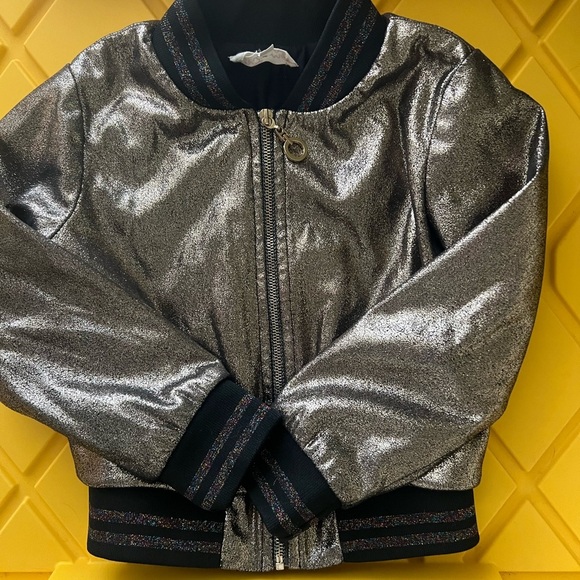 Silver Metallic Bomber Jacket - Picture 1 of 7